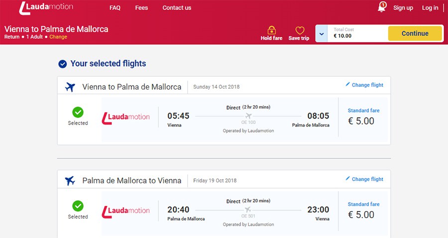 Авіаквитки на сонячні курорти Іспанії, Португалії та Греції від 5€ розпродаж у Laudamotion! 4 Переліт Відень - Пальма-де-Майорка - Відень: